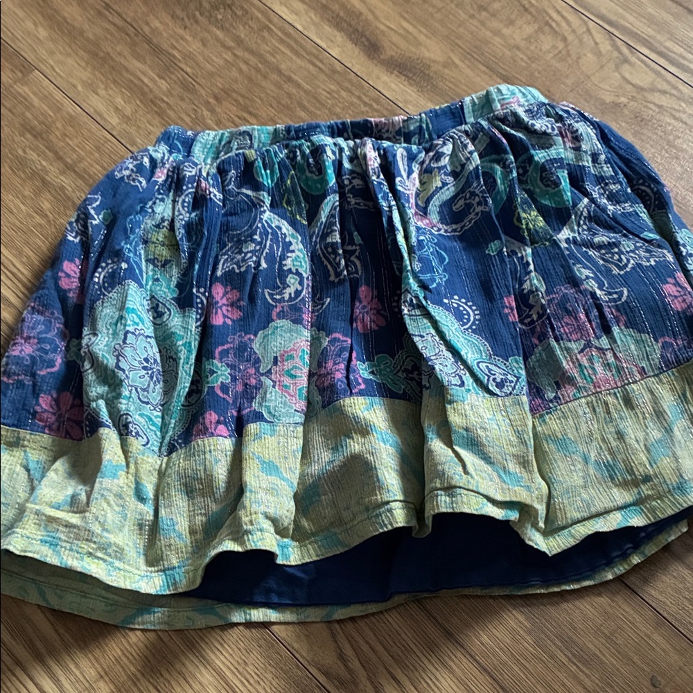 Floral Patterned Kids Skort in Blue and Green